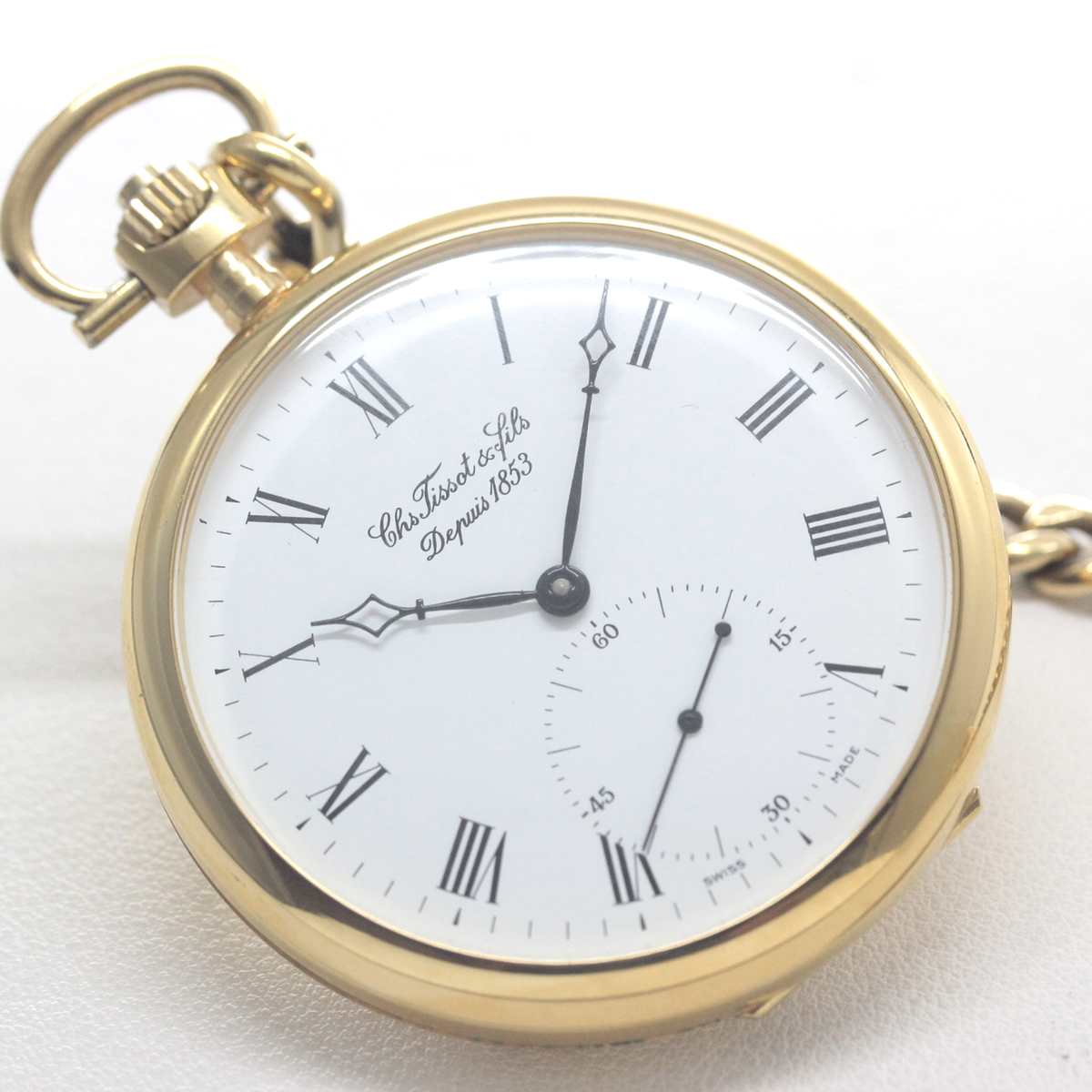 ティソ（TISSOT） 鍵巻き式 懐中時計 手巻き式 ヴィンテージ 絶版モデル tissot-1069 文字盤 インデックス ローマ数字