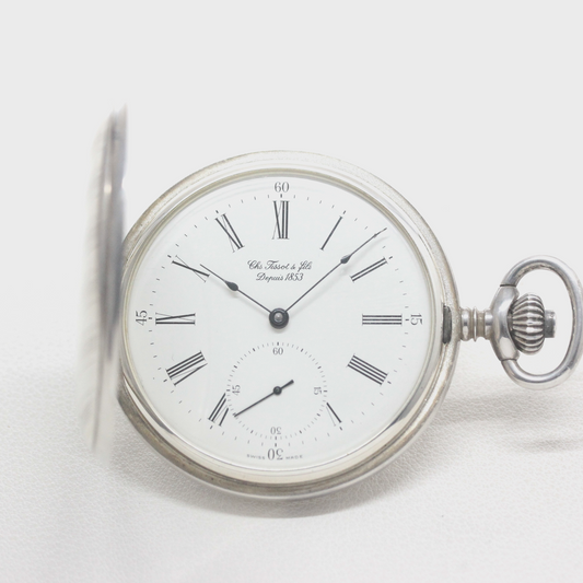 ティソ(TISSOT) 銀無垢 懐中時計 ヴィンテージ ハンターケース  tissot-1071 時計正面