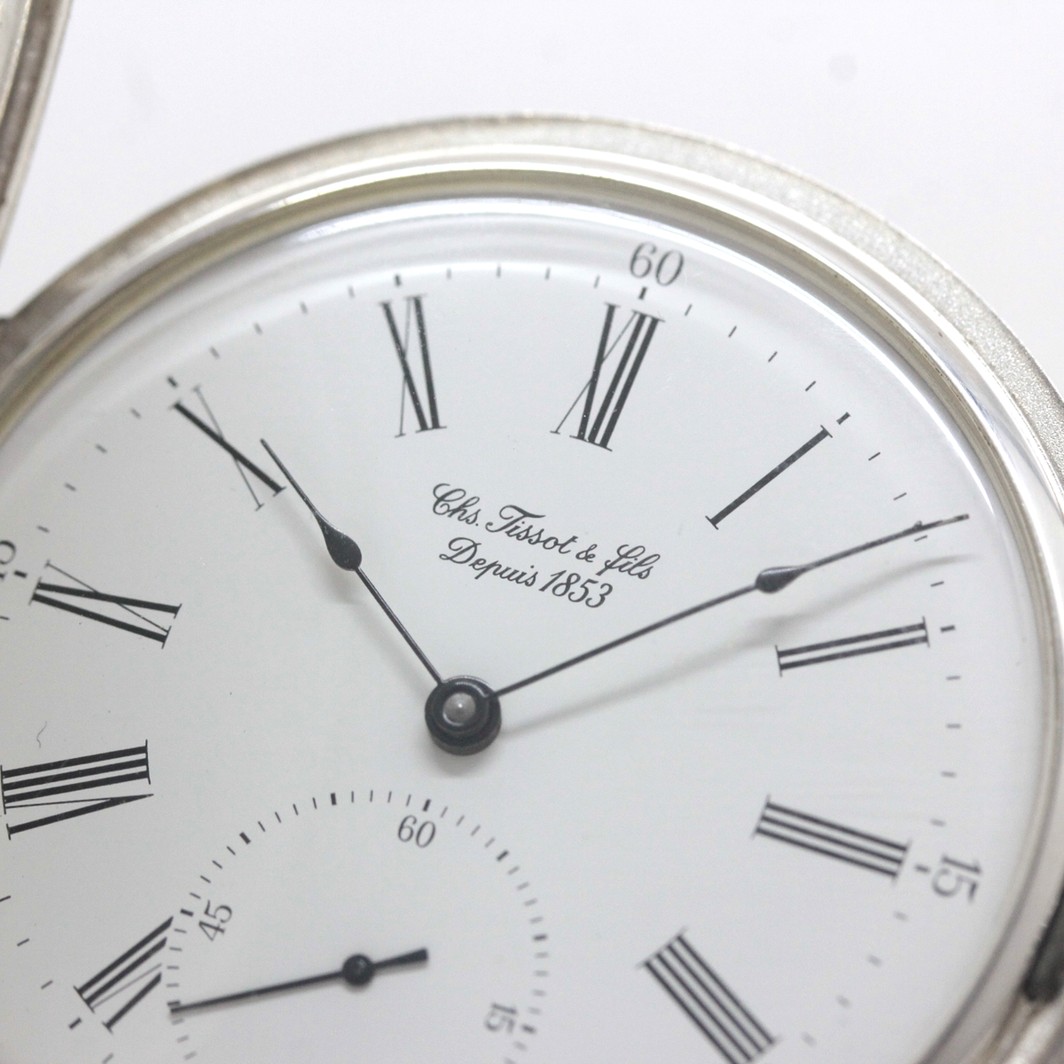 ティソ(TISSOT) 銀無垢 懐中時計 ヴィンテージ ハンターケース  tissot-1071  文字盤 インデックス ローマン数字 針