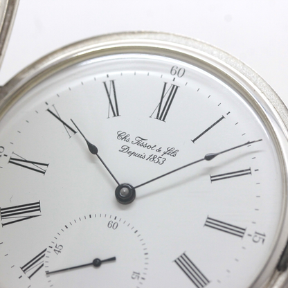 ティソ(TISSOT) 銀無垢 懐中時計 ヴィンテージ ハンターケース  tissot-1071  文字盤 インデックス ローマン数字 針
