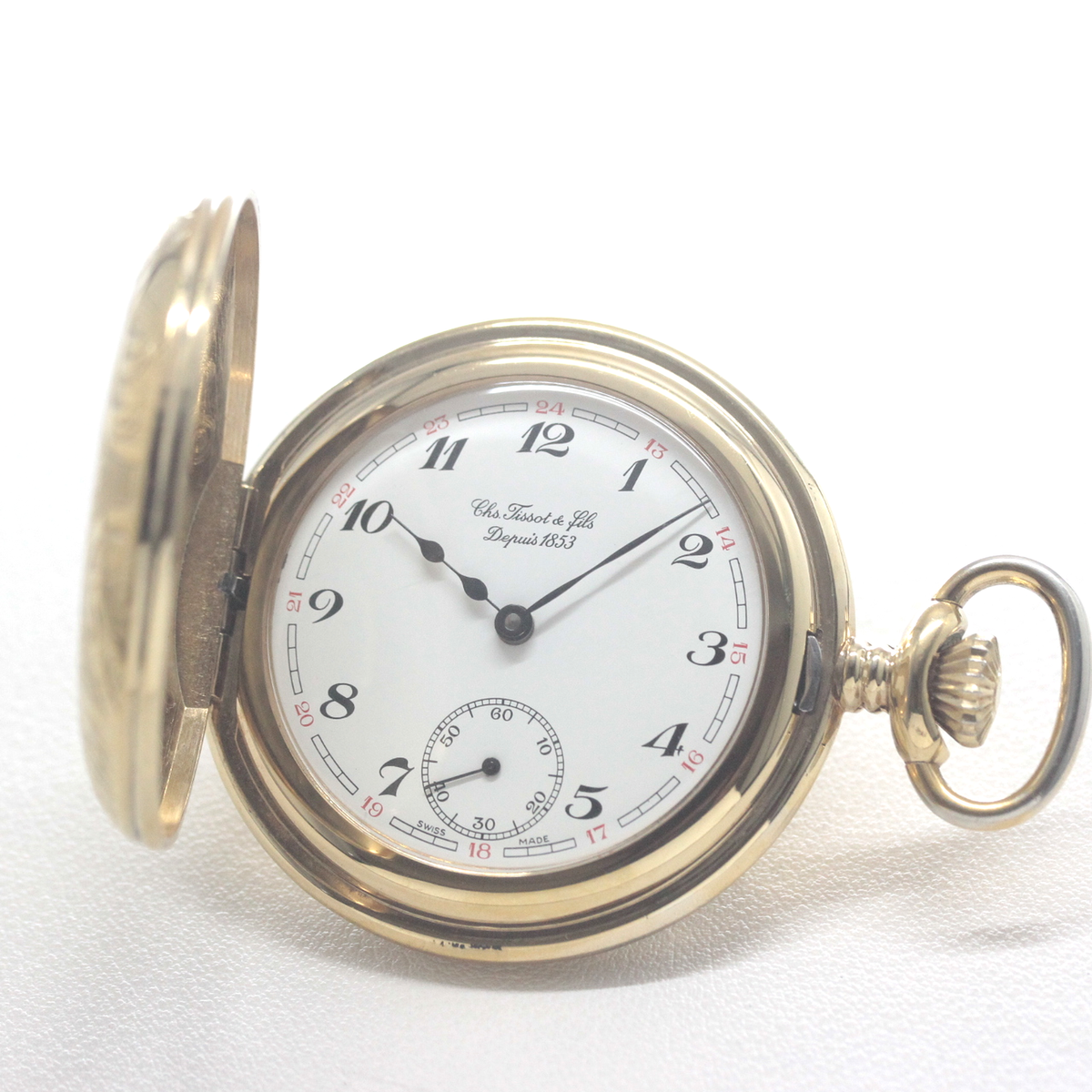 ティソ(TISSOT) 懐中時計 ゴールドカラー ヴィンテージ ハーフハンター ナポレオン tissot-1074