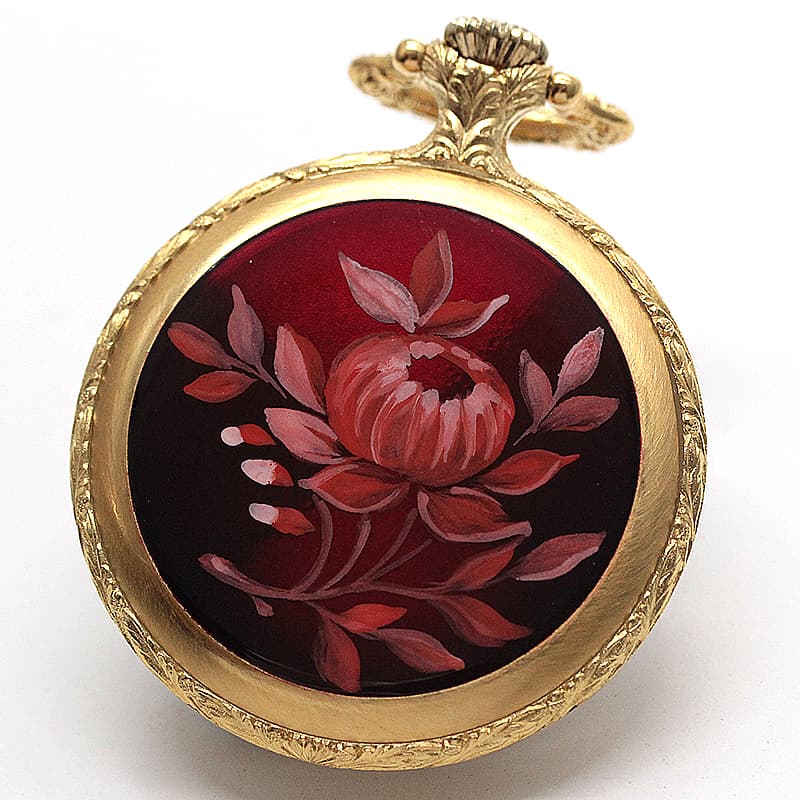 TIMOR/ティモール/オープンフェイス/ラッカー仕上げ/TPFLORALC1/ゴールドカラー 懐中時計